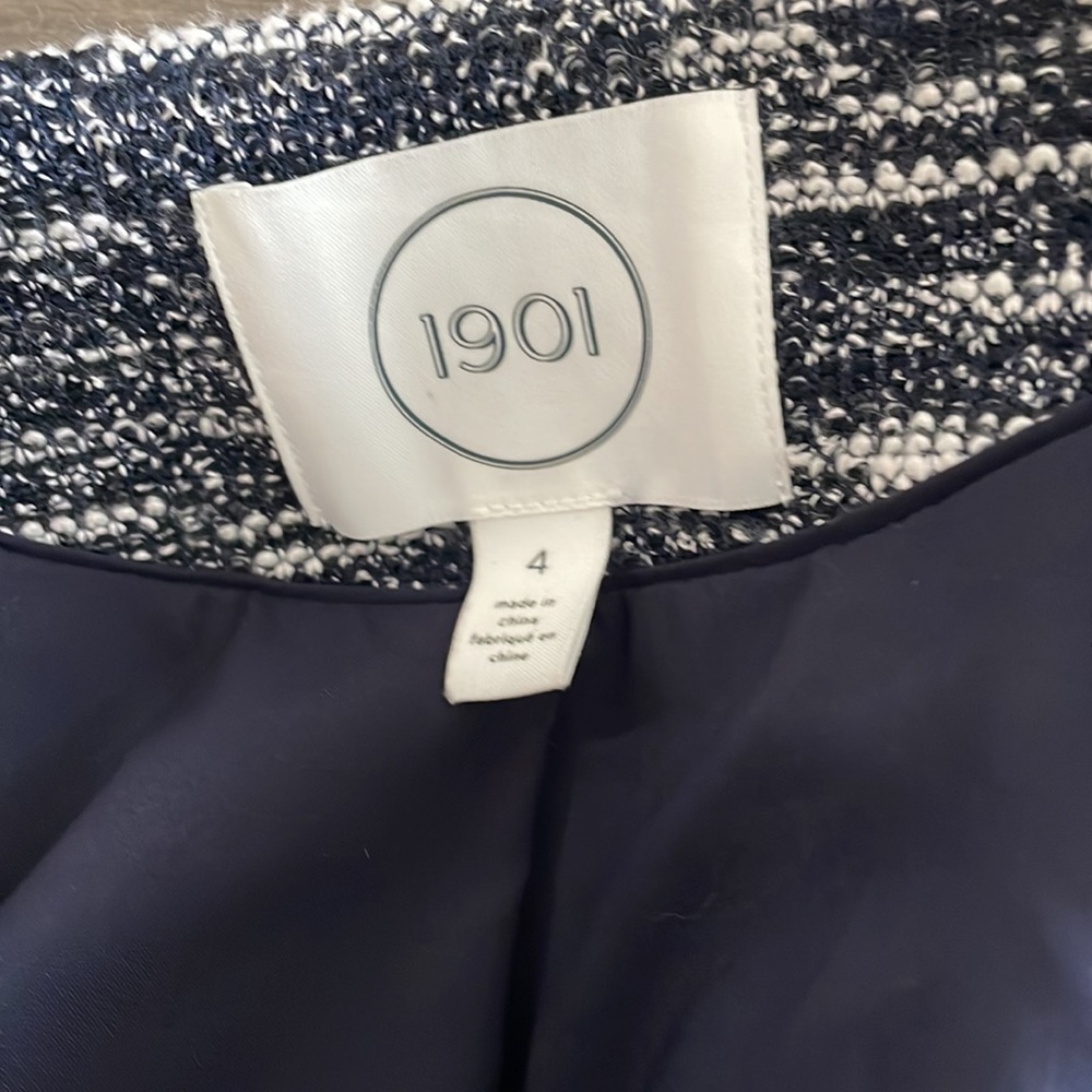 1901 tweed jacket navy blue with pretty details bow - Picture 7 of 8